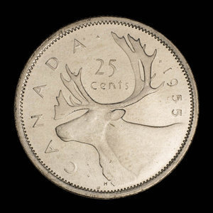 Canada, Elizabeth II, 25 cents : 1955