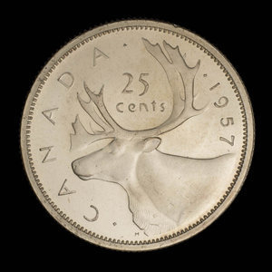 Canada, Elizabeth II, 25 cents : 1957