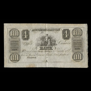 Canada, Accomodation Bank, 4 dollars : 1837