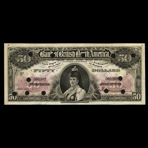 Canada, Bank of British North America, 50 dollars : July 3, 1911