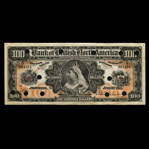 Canada, Bank of British North America, 100 dollars : July 3, 1911
