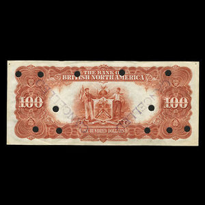 Canada, Bank of British North America, 100 dollars : July 3, 1911