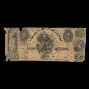 Canada, Bank of Upper Canada (York), 2 dollars : November 6, 1836