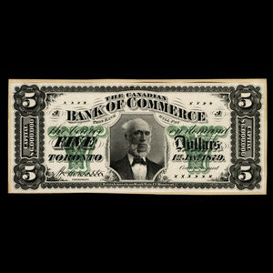 Canada, Canadian Bank of Commerce, 5 dollars : January 1, 1879