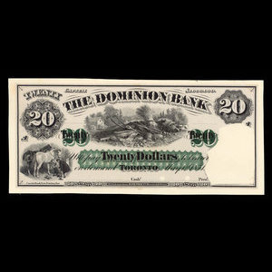 Canada, Dominion Bank, 20 dollars : May 1, 1871
