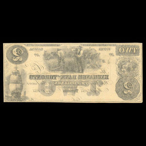 Canada, Exchange Bank of Toronto, 2 dollars : May 1, 1855