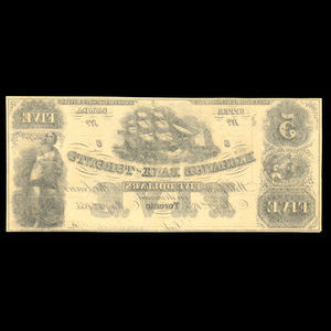 Canada, Exchange Bank of Toronto, 5 dollars : May 1, 1855