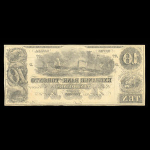 Canada, Exchange Bank of Toronto, 10 dollars : May 1, 1855