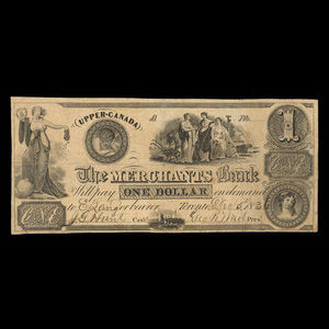 Canada, Merchants Bank (The), 1 dollar : December 5, 1836