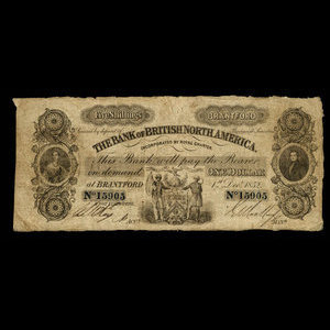 Canada, Bank of British North America, 1 dollar : December 1, 1852