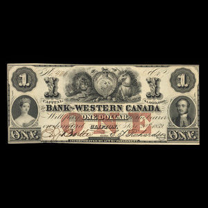 Canada, Bank of Western Canada, 1 dollar : September 20, 1859