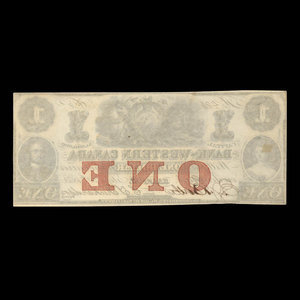 Canada, Bank of Western Canada, 1 dollar : September 20, 1859