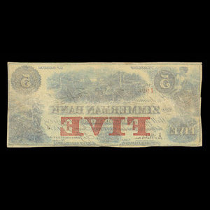 Canada, Zimmerman Bank, 5 dollars : June 7, 1856