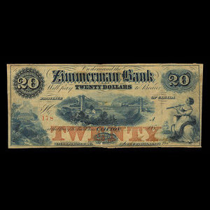 Canada, Zimmerman Bank, 20 dollars : 1859