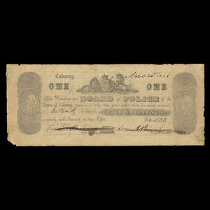 Canada, Cobourg Board of Police, 1 dollar : April 22, 1848