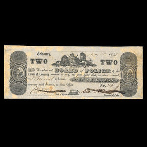 Canada, Cobourg Board of Police, 2 dollars : May 2, 1848
