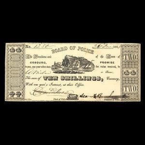 Canada, Cobourg Board of Police, 2 dollars : December 20, 1848
