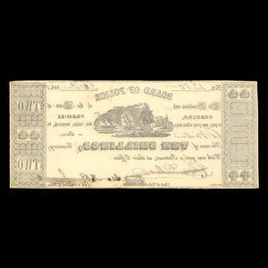 Canada, Cobourg Board of Police, 2 dollars : December 20, 1848