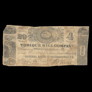 Canada, Tobique Mill Company, 4 dollars : April 18, 1839
