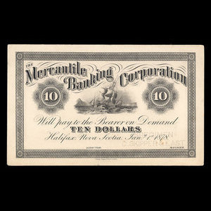 Canada, Mercantile Banking Corporation, 10 dollars : January 2, 1878