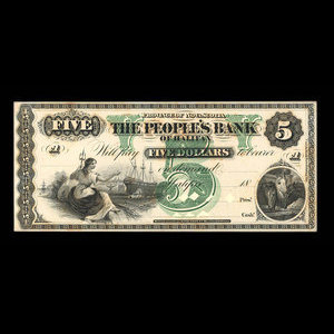 Canada, People's Bank of Halifax, 5 dollars : 1899