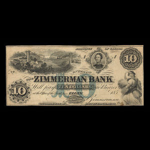 Canada, Zimmerman Bank, 10 dollars : December 1856