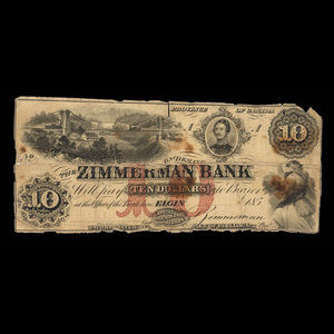 Canada, Zimmerman Bank, 10 dollars : December 1856