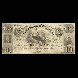 Canada, Gore Bank of Hamilton, 10 dollars : 1848