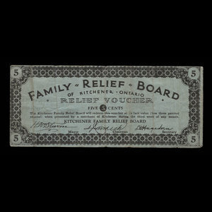 Canada, Family Relief Board of Kitchener, 5 cents : 1934