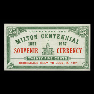 Canada, Town of Milton, 25 cents : July 15, 1957