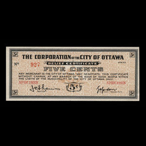 Canada, City of Ottawa, 5 cents : 1939
