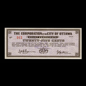 Canada, City of Ottawa, 25 cents : 1939