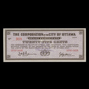 Canada, City of Ottawa, 25 cents : 1939