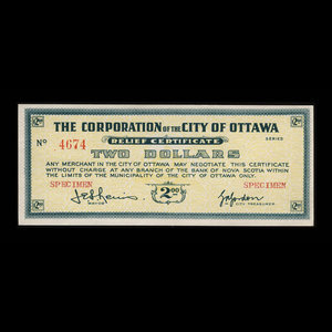 Canada, City of Ottawa, 2 dollars : 1939