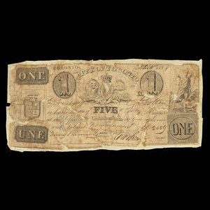 Canada, City of Toronto (Ontario), 1 dollar : October 8, 1844
