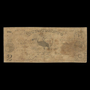 Canada, City of Toronto (Ontario), 2 dollars : August 30, 1848