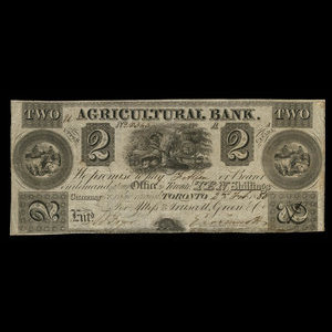 Canada, Agricultural Bank (Toronto), 2 dollars : February 2, 1836