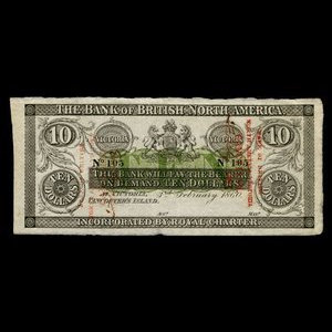 Canada, Bank of British North America, 10 dollars : February 3, 1860