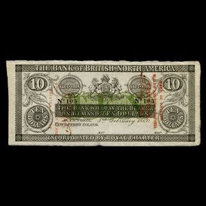 Canada, Bank of British North America, 10 dollars : February 3, 1860