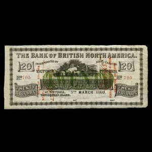 Canada, Bank of British North America, 20 dollars : March 5, 1860