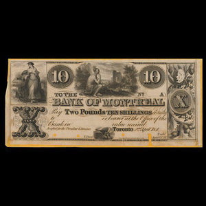 Canada, Bank of Montreal, 10 dollars : April 2, 1844