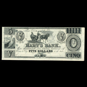Canada, Hart's Bank, 5 dollars : 1839