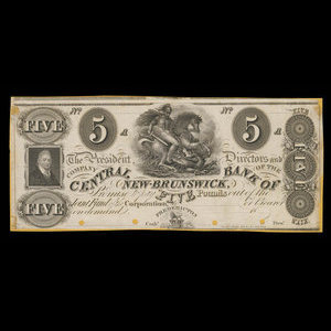 Canada, Central Bank of New Brunswick, 5 pounds : 1857