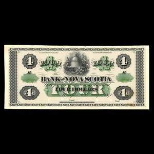 Canada, Bank of Nova Scotia, 4 dollars : July 1, 1870