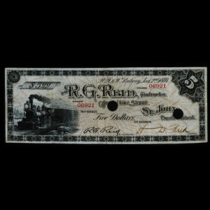 Canada, R.G. Reid, 5 dollars : January 2, 1894