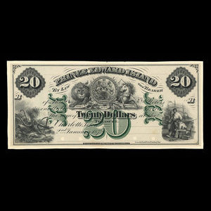 Canada, Government of Prince Edward Island, 20 dollars : January 2, 1872