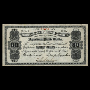 Canada, Newfoundland - Department of Public Works, 80 cents : 1901