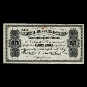 Canada, Newfoundland - Department of Public Works, 80 cents : 1902