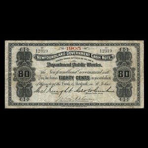 Canada, Newfoundland - Department of Public Works, 80 cents : 1905