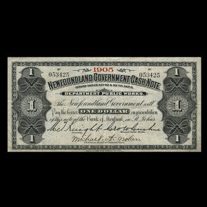 Canada, Newfoundland - Department of Public Works, 1 dollar : 1905